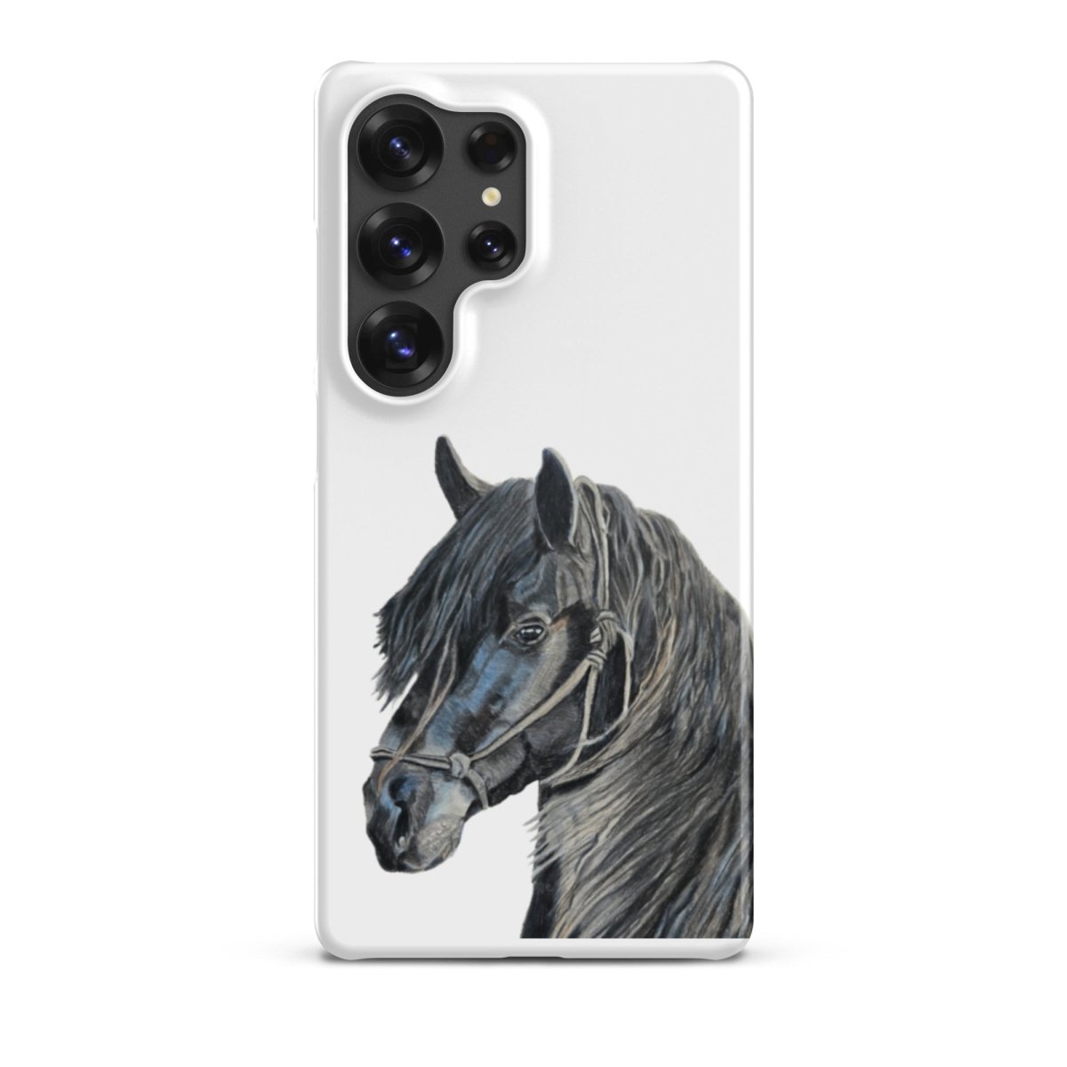 Samsung phone snap case with horse design on a white background