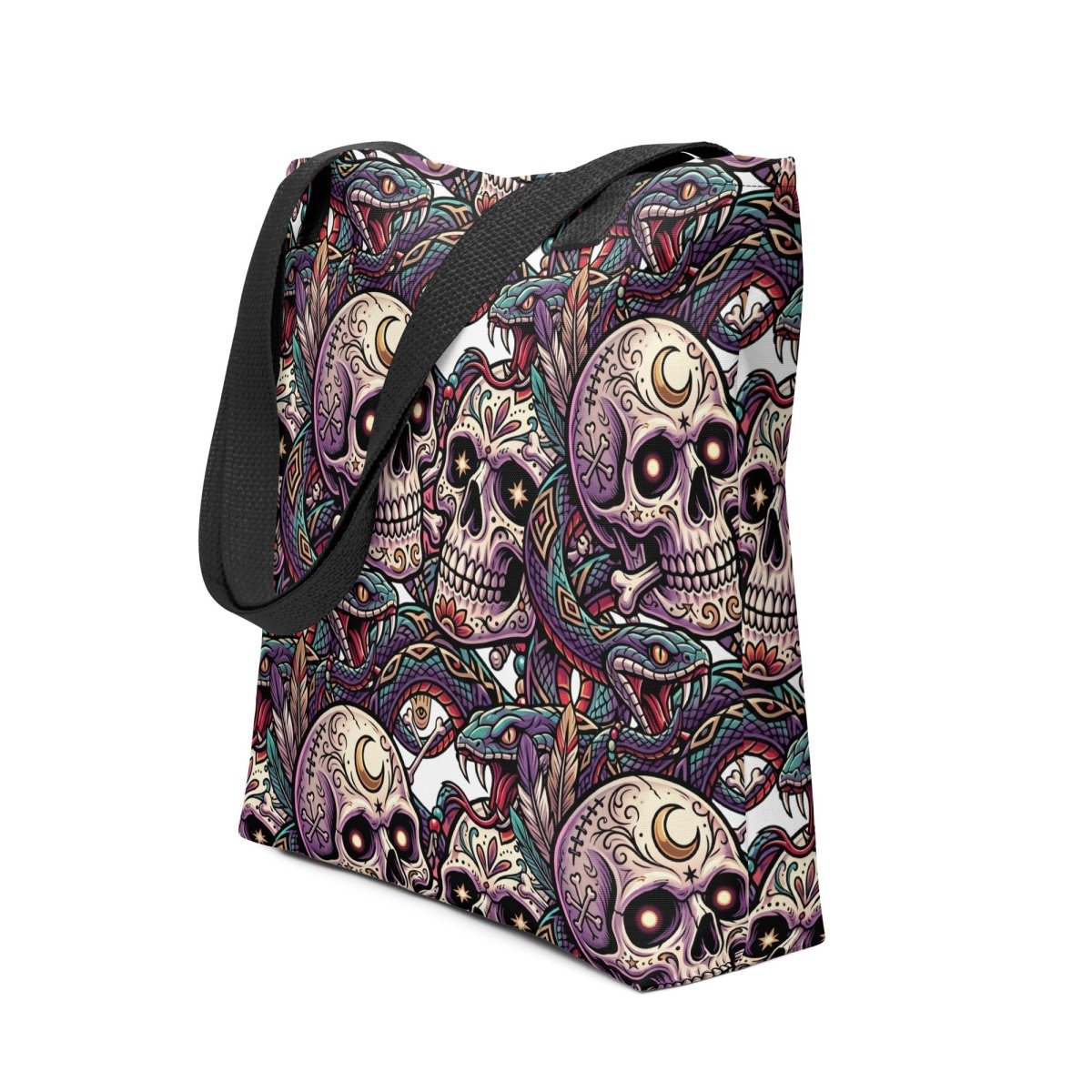 Sugar Skull & Serpent All - Over Print Tote Bag — Gothic Dark Art - Tote Bag