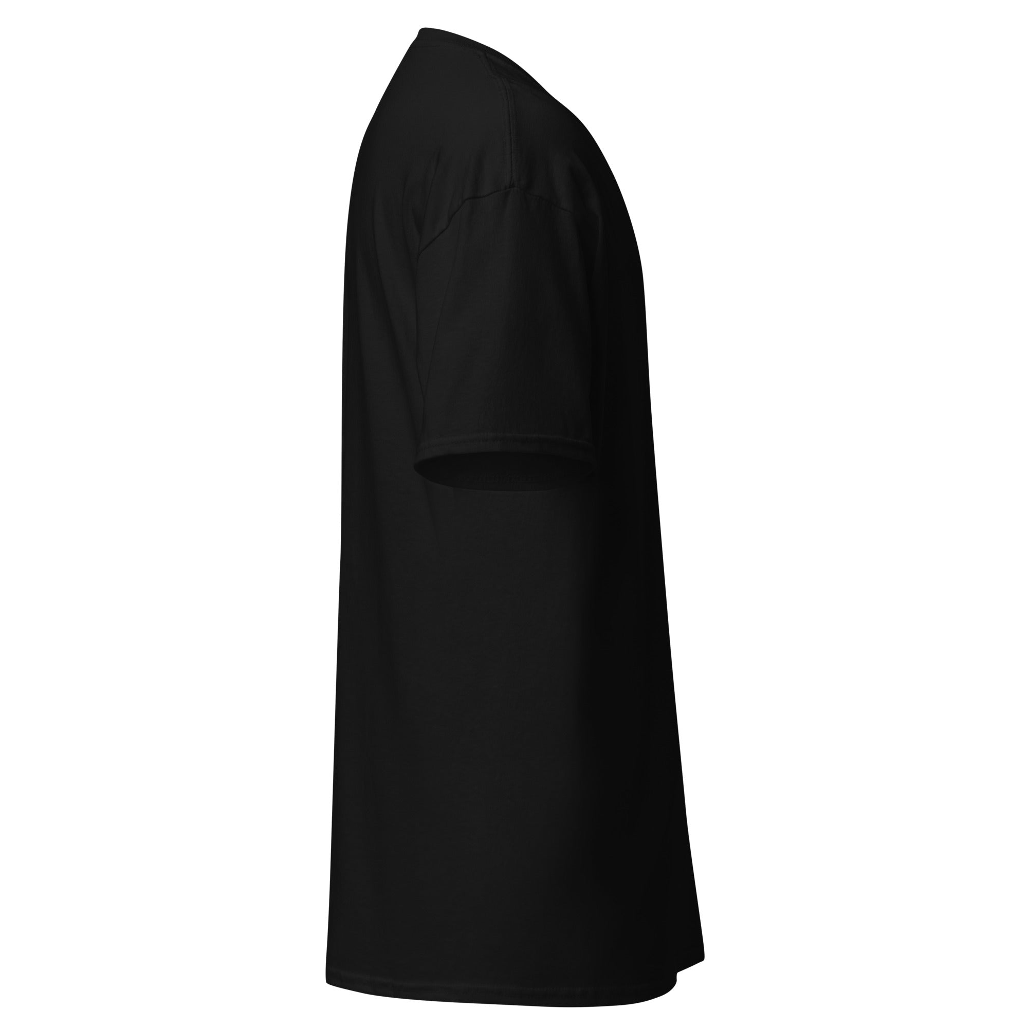 Black t-shirt on a white background