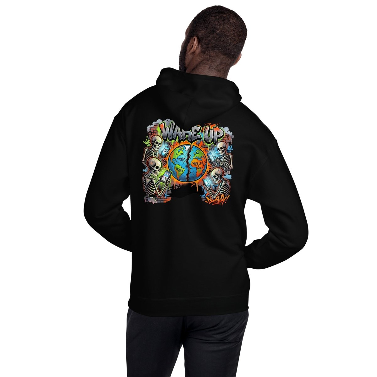 Wake Up Graffiti Skull Hoodie – Dark Art Streetwear - Hoodie
