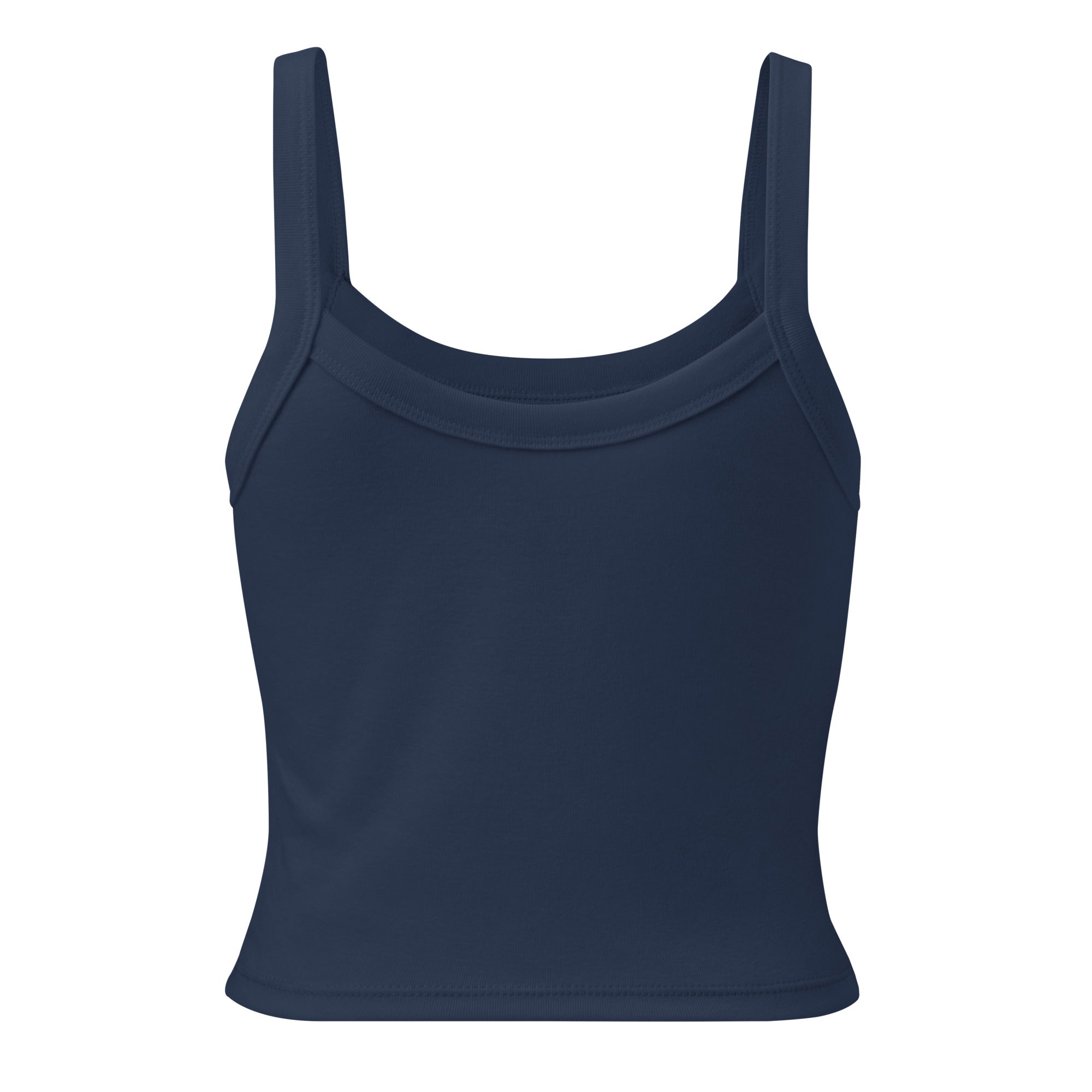 Women’s Navy Micro Rib Tank Top Mandala Logo back profile - T - SHIRT