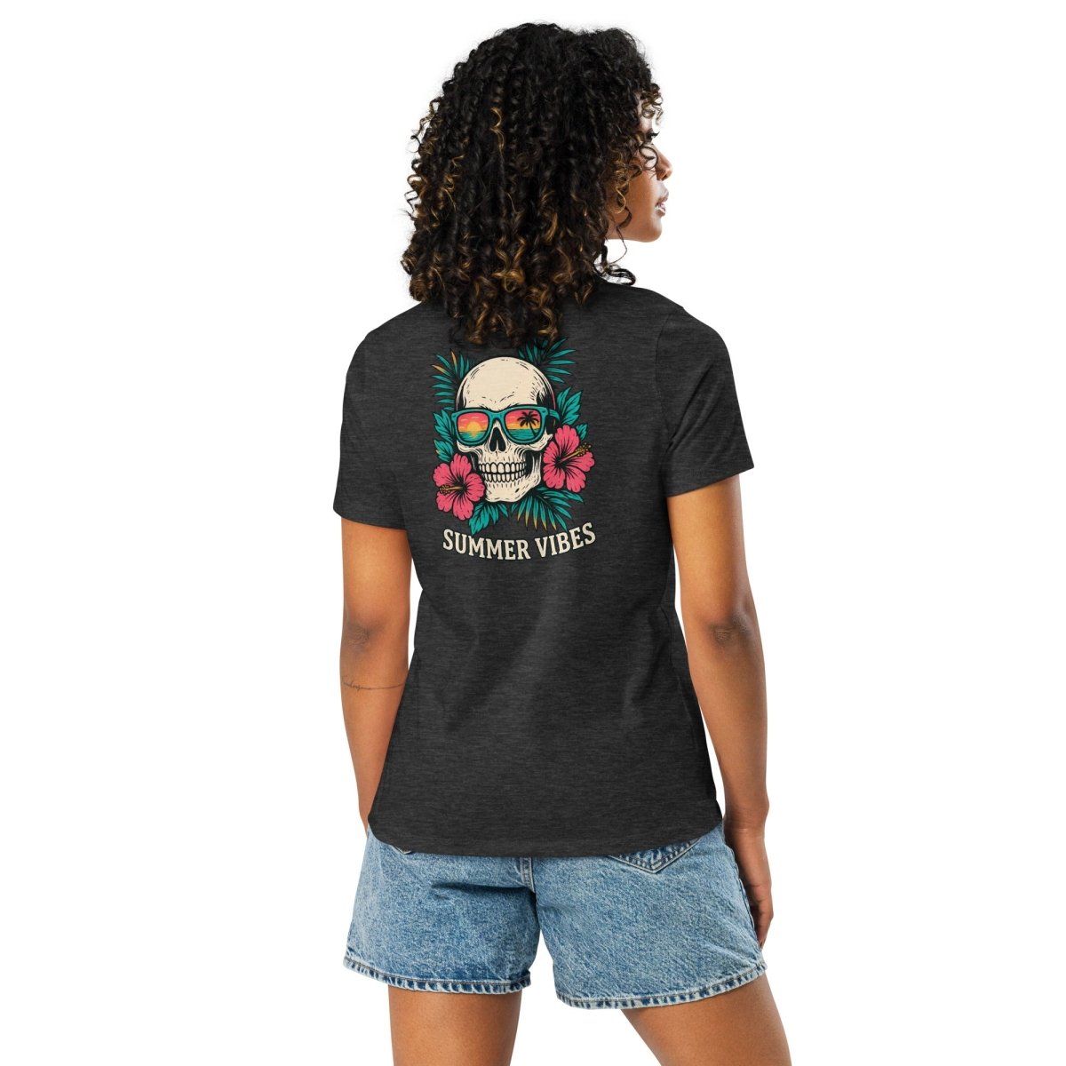 Women's Relaxed Fit T-Shirt | Dark Grey Heather Soft Cotton Tee - T - SHIRT